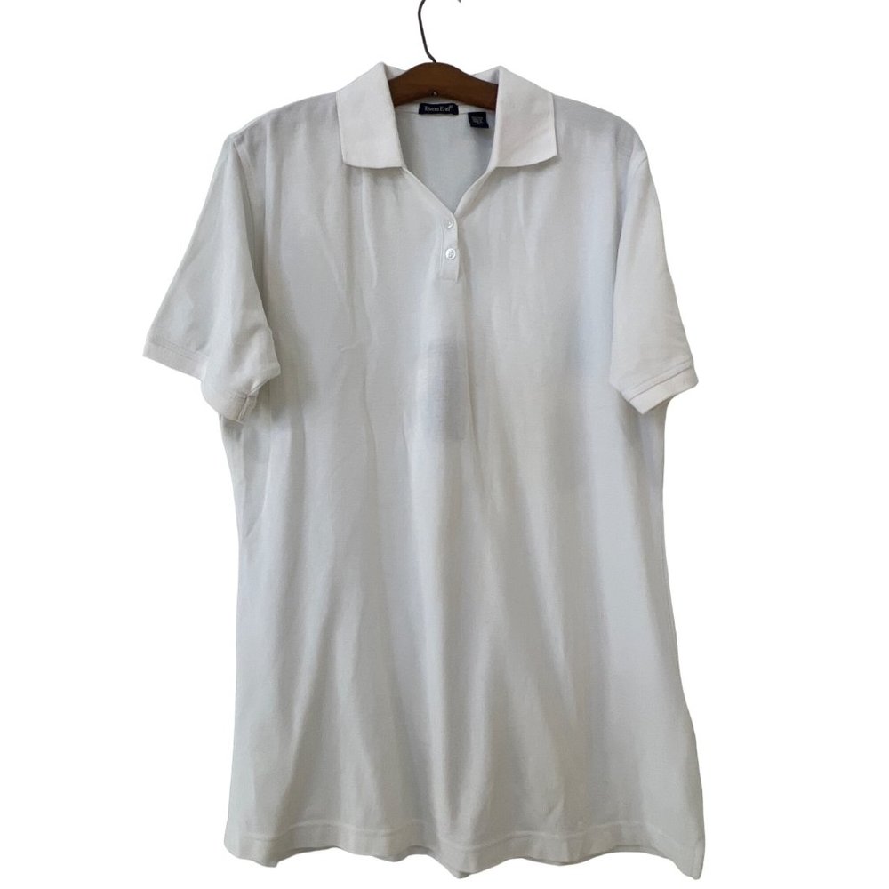 Rivers End Short Sleeve Polo Shirt Womens L Collared White Pima Cotton NEW